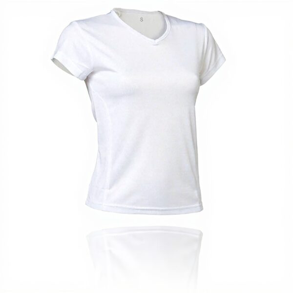 T-shirt de sport femme Asioka polyester col V manches