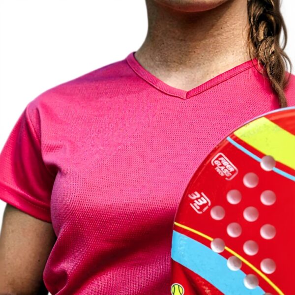 T-shirt de sport femme Asioka polyester col V manches