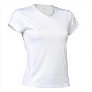 T-shirt de sport femme Asioka polyester col V manches