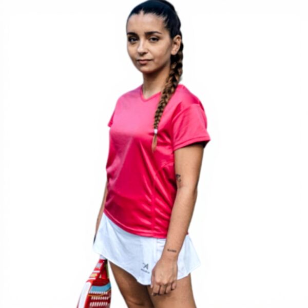 T-shirt de sport femme Asioka polyester col V manches
