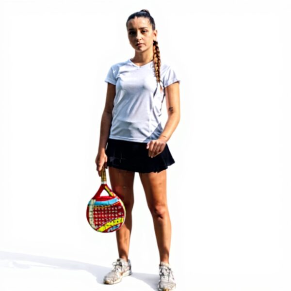 T-shirt de sport femme Asioka polyester col V manches