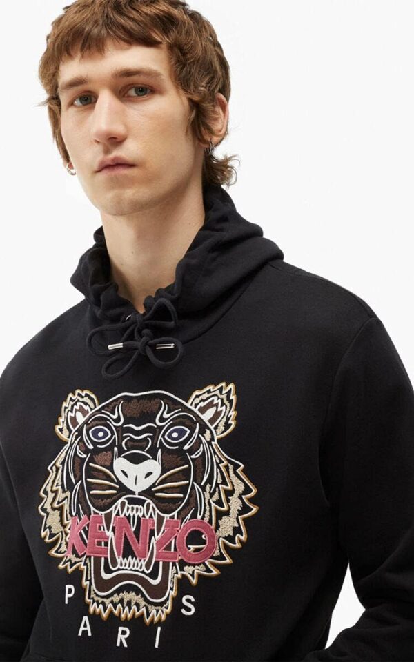 Hoodie Kenzo Tiger Homme Noir Sweat Capuche Coton-1