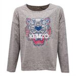 Kenzo Girls Cotton Long Sleeve T-Shirt Grey Multicolor 14