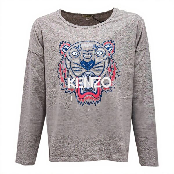 Kenzo Girls Cotton Long Sleeve T-Shirt Grey Multicolor 14