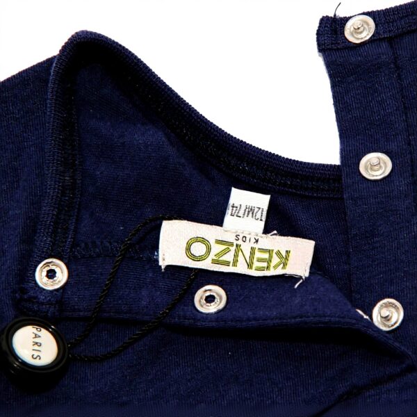 T-shirt fille Kenzo coton bleu manches raglan 1 an