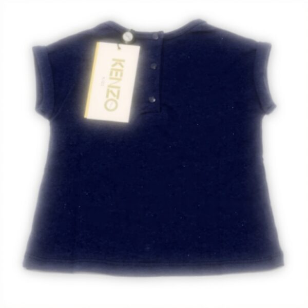T-shirt fille Kenzo coton bleu manches raglan 1 an