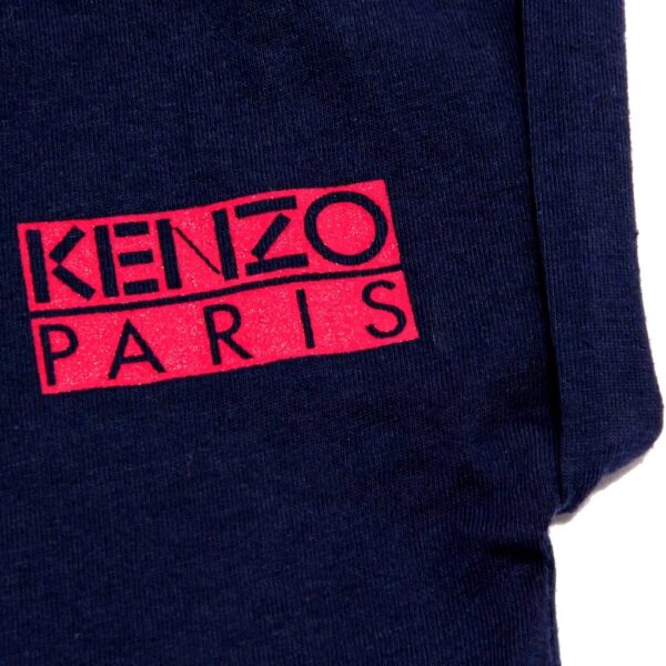T-shirt fille Kenzo coton bleu manches raglan 1 an