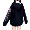 Sweat Japonais Femme WWricotta Capuche Couleur Unie Noir