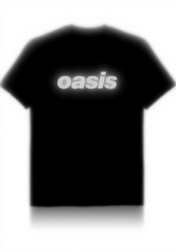 T-shirt Oasis Logo Blanc sur Noir Homme Léger Classique
