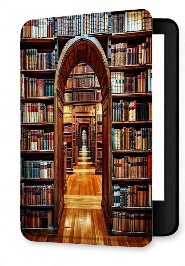 Étui Kindle Oasis Cuir PU Bibliothèque Rétro Fermeture