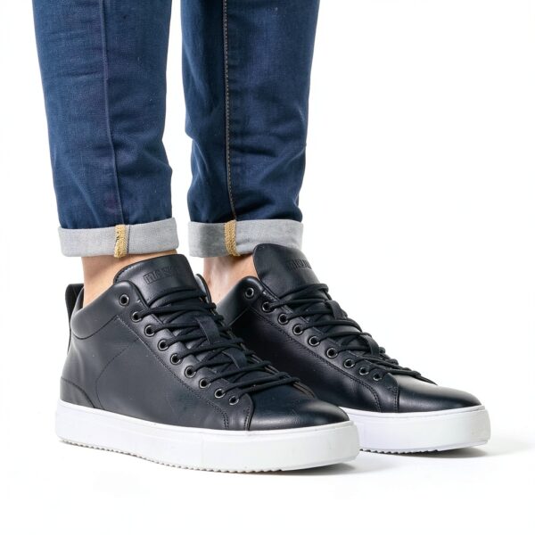 Blackstone Sneaker (Mid) Hommes - Modèle Griffin, Noir, Cuir Véritable-7